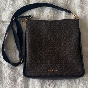 Calvin Klein Monogram Black and Brown Crossbody Bag